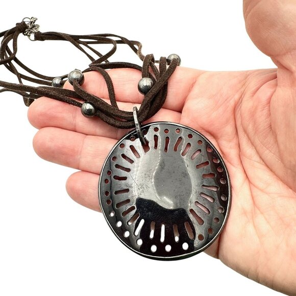 Silpada Pendant Necklace Sterling Silver Brown Shell N1433 - Picture 2 of 3